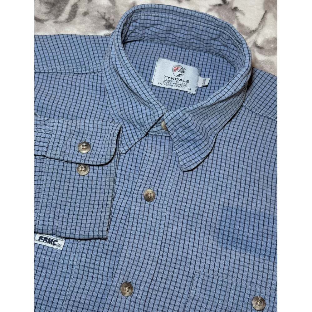 Tyndale Flame Resistant Mens Large FRMC CAL 9 CAT 2 Plaid USA Work Button Shirt